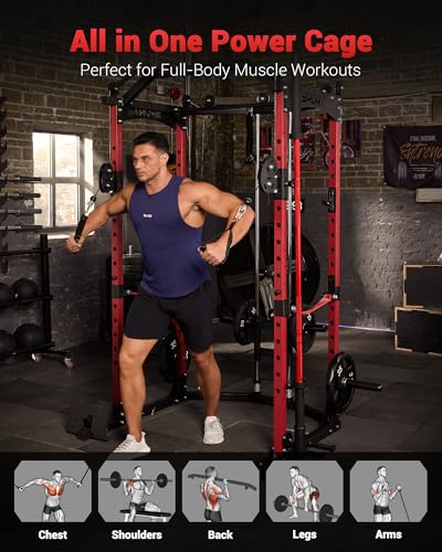 Power Cage with Cable Crossover System for Home Gym, 1600LBS Capacity J50127