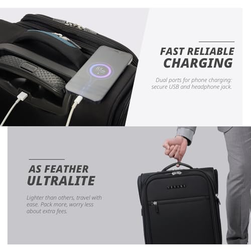 Verage Under Seat Luggage with Wheels, Softside Spinner Carry On, Navy 14-Inch A51804