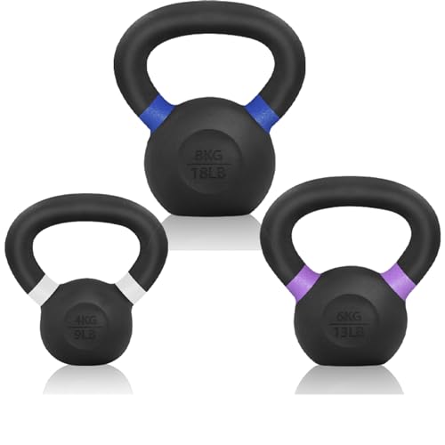 Yes4All Powder Coated Cast Iron Kettlebell Weight Set for Home Gym N15817