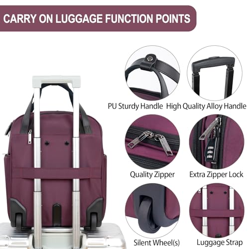 EMPSIGN Underseat Carry On Wheeled 16" Lightweight Rolling Bag for Travel, Black B8919