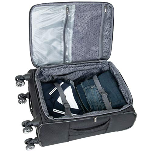 Kenneth Cole REACTION Rugged Roamer Softside 8-Wheel Spinner Luggage, Black, 20-Inch Carry-On N740