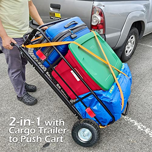 MaxxHaul 50243 Foldable Hitch Cargo Carrier Cart with 10 inch Flat Free Tires Z2903