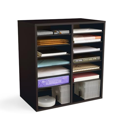 Safco Wooden Paper and Mail Organizer, Adjustable Shelves, Stackable B285