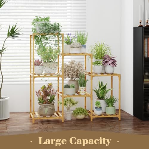 Bamworld Plant Stand Indoor Outdoor Wood Plant Rack 3 Tier Ladder D51744