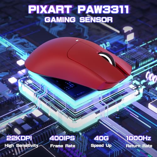 Attack Shark X11SE Wireless Gaming Mouse, Tri-Mode 22K DPI, 59g, Berry Red Y3775