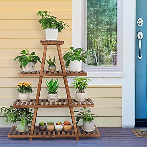 Ufine 4 Tier Wood Plant Stand Indoor Outdoor A Frame Display Shelf L37026