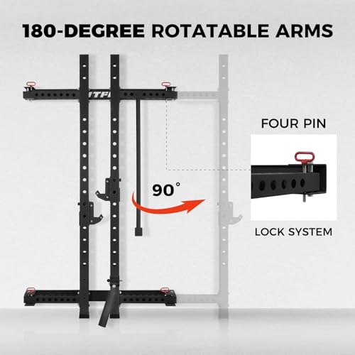 RitFit Multi-Functional Folding Squat Rack for Home Gym, Wall Mounted with Attachments V171188
