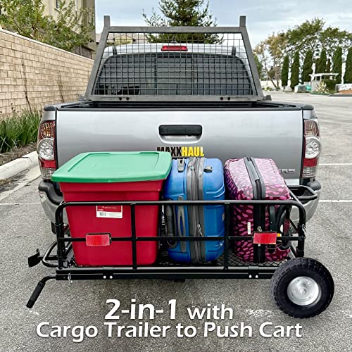 MaxxHaul 50243 Foldable Hitch Cargo Carrier Cart with 10 inch Flat Free Tires Z2903