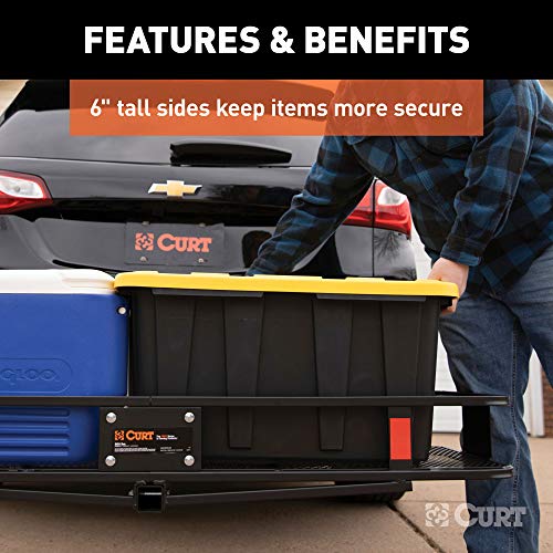 CURT 18152 60 x 24-Inch Hitch Cargo Carrier, 500 lbs Capacity, Black Steel W52353