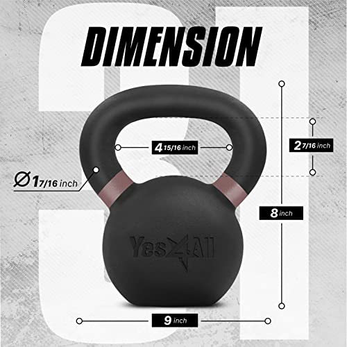 Yes4All Powder Coated Cast Iron Kettlebell Weight Set for Home Gym N15817