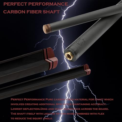 CROWN ME Carbon Fiber Pool Cue Stick 12.8mm Tip 58" Adjustable Weight V995