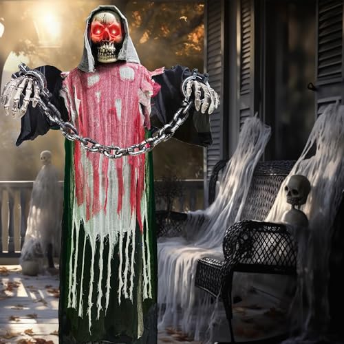 6 Ft Animated Grim Reaper Halloween Decorations with Sound G64114