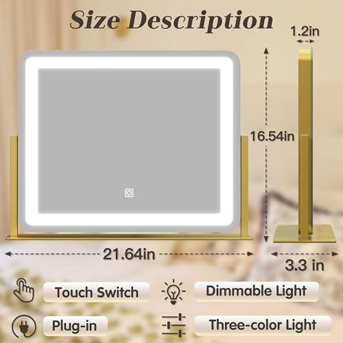 Vanity Mirror with Lights, 12.6"×15" LED Makeup Mirror, Touch Control Dimmable D52089