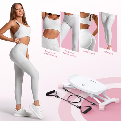 MERACH Balancing Machine for Full Body Workout, Sliding Ski Simulator with Resistance Bands, Black W4429
