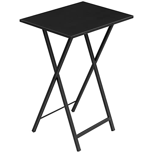 HOOBRO Folding TV Tray Tables, Set of 2 Stable Snack Table for Small Space, Portable Sofa Side Table, Easy Assembly and Storage, Ideal for Snacks and Meals in Living Room, Marble and Gold DM25BZ01