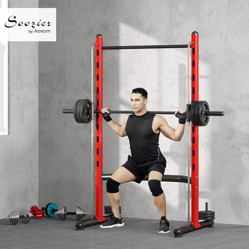 Soozier Squat Rack with Pull-Up Bar, Adjustable Power Rack for Home Gym I377
