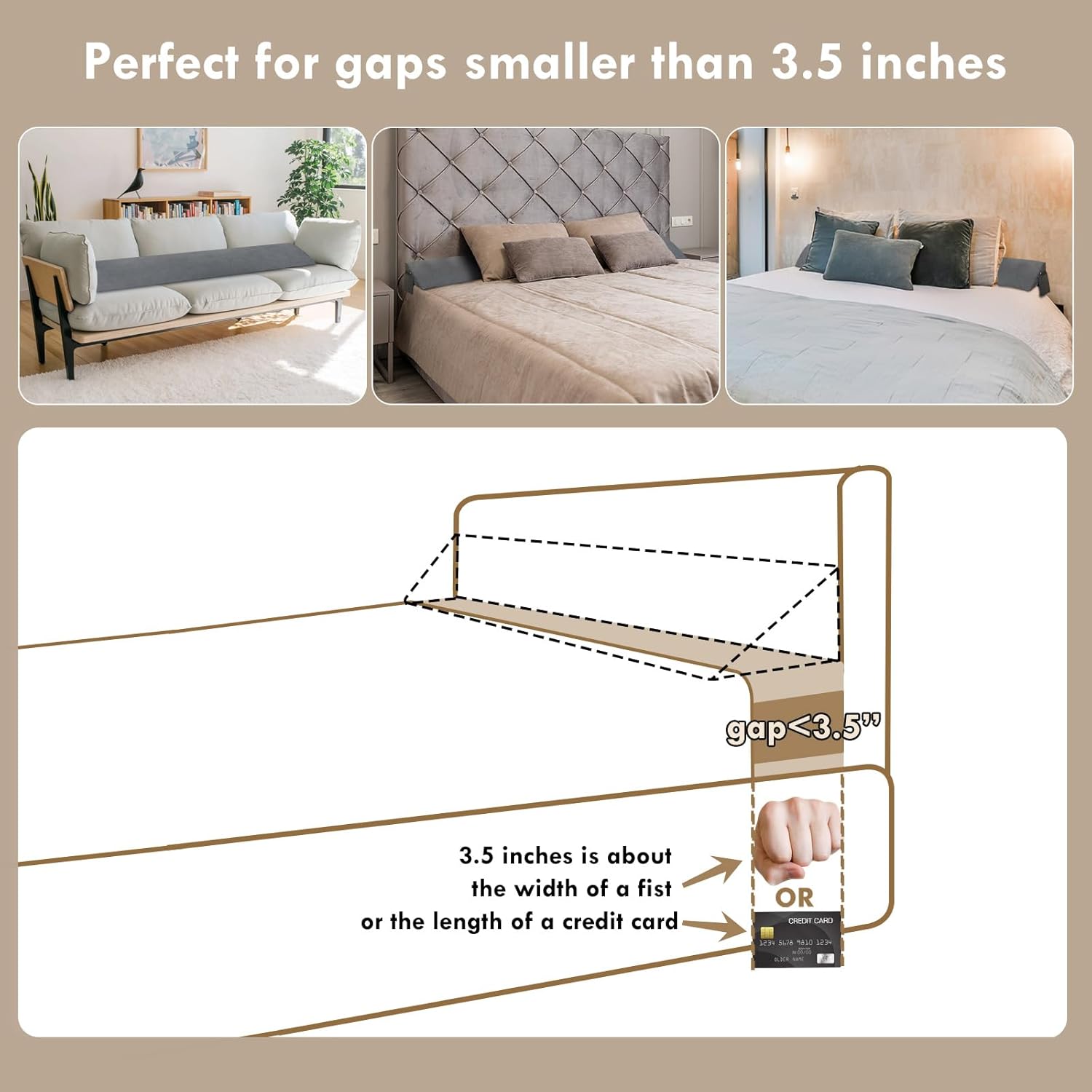 Vekkia Bed Wedge Pillow for Headboard Gap, Queen F200