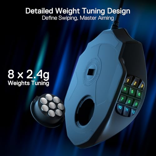 Redragon M908 Impact RGB MMO Gaming Mouse with 12 Side Buttons, 12400 DPI U713989