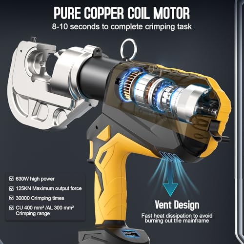 SWANSOFT Electric Hydraulic Cable Lug Crimping Tool 12Ton with 12 Dies F67528