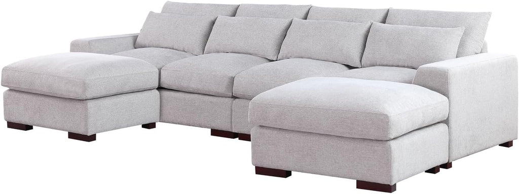 Devion Furniture Reversible Modular Sectional Sofa with Ottoman, Light Gray A94406