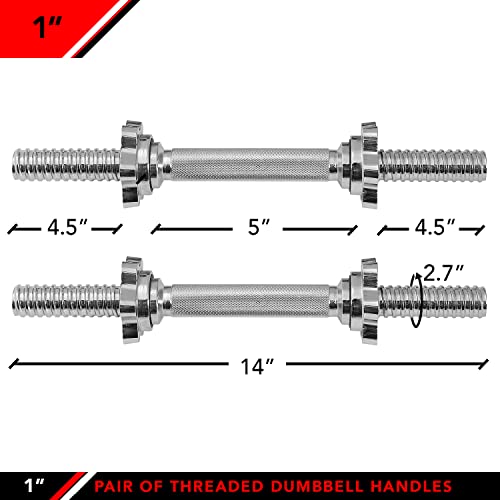 JFIT Threaded Dumbbell Handles, Set of 2, with Star Collars Y553