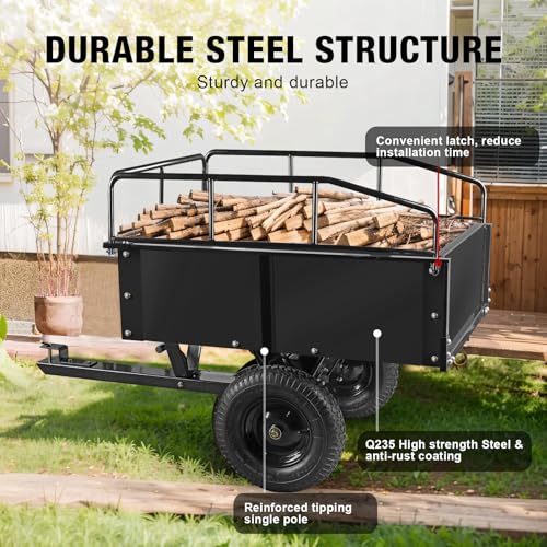 BIG RED Heavy Duty ATV Trailer Steel Dump Cart 450lbs 10 cu.ft Z28713