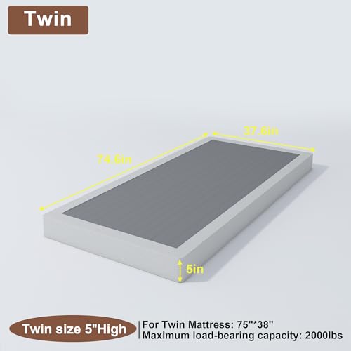 Twin Box Spring with Fabric Cover, 5 Inch, 2500lbs Capacity I122