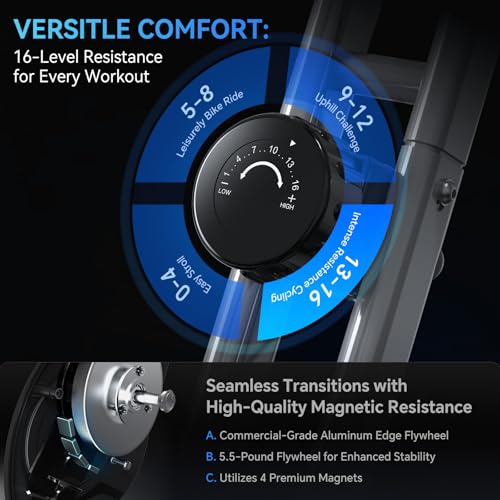Foldable Exercise Bike with 16-Level Magnetic Resistance for Home T532