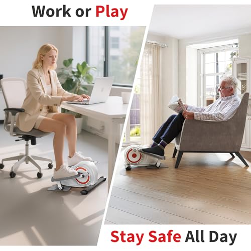 Under Desk Elliptical Machine, Electric Leg Exerciser for Seniors, 8 Resistance Levels A547
