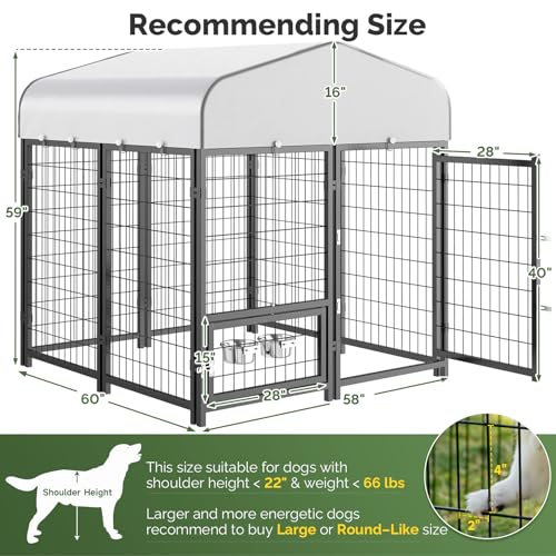 SINO LUBAN Outdoor Dog Kennel with Doggy Door, Heavy Duty Large Dog Pen E5768