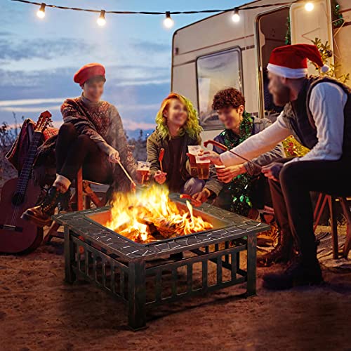 Yaheetech Fire Pit Table 32in Square Metal Outdoor Patio Fireplace L506
