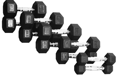 Rubber Coated Hex Dumbbell Weight Set R443