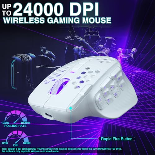 SM809 Pro Wireless MMO Gaming Mouse 24000 DPI Triple Connectivity RGB Black A4613