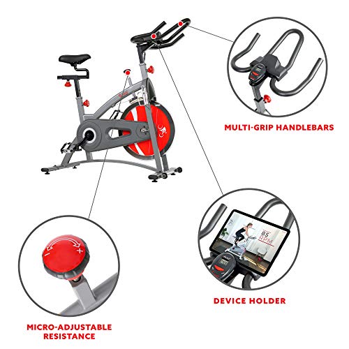 Sunny Health & Fitness Indoor Cycling Bike with Adjustable Seat & Multi-Grip Handlebar A879