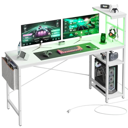 Bestier Gaming Desk with LED Lights, 51.3 Inch Computer Desk Q970