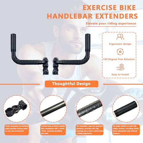 Handlebar Extender for Peloton Indoor Exercise Bikes, Sheep-horn with Black Tapes & Grips F973