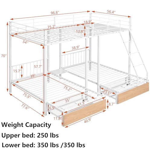 Heavy Duty Triple Bunk Bed for Kids, Twin Over Twin with Guardrails and Ladder, Black K153790