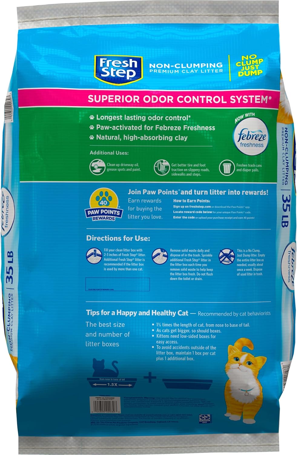 Fresh Step Non-Clumping Cat Litter with Febreze Freshness, Scented - 35 lbs I323