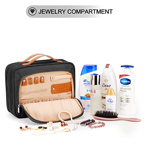 Travel Hanging Toiletry Bag with 8 Leak Proof Silicone Bottle Covers, Navy N332557