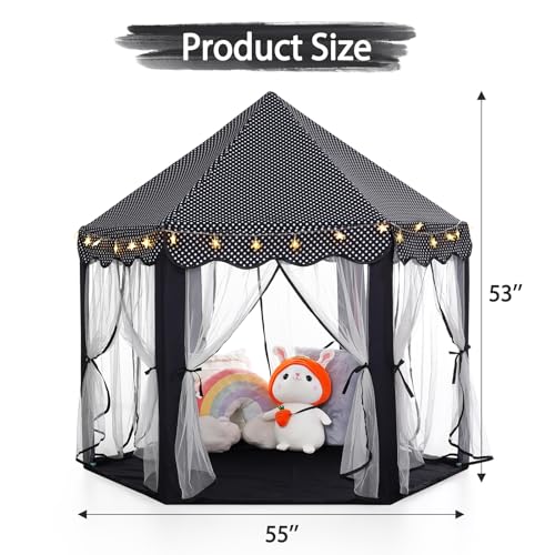 Monobeach Princess Tent Girls Large Playhouse with Star Lights L847553