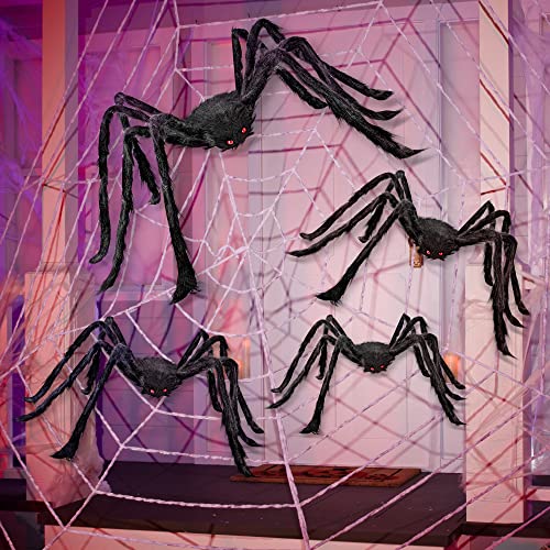 JOYIN 4 Packs Halloween Outdoor Spider Decorations, Black W76054