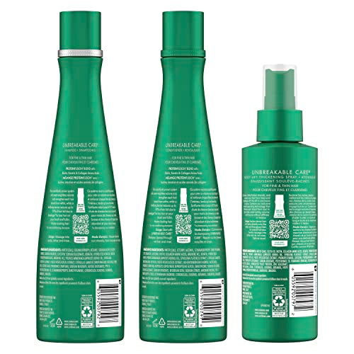 Nexxus Unbreakable Care Shampoo, Conditioner & Leave-In Spray 3 Pack for Fine Hair K19451