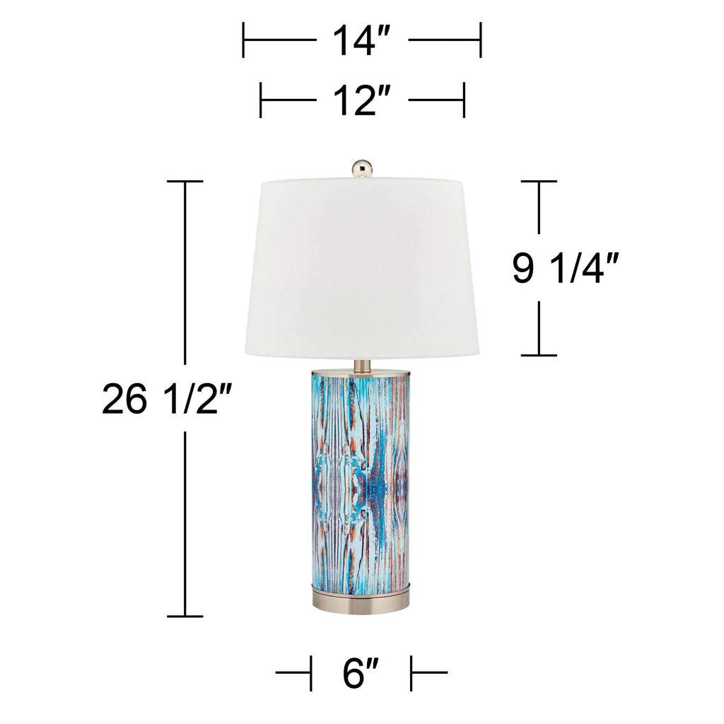 360 Lighting Mendes Modern Coastal Table Lamp 26.5" Brushed Nickel Blue Glass B8779
