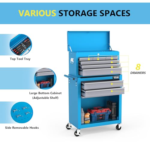 TUFFIOM 5-Drawer Rolling Tool Chest with Lockable Wheels X4579