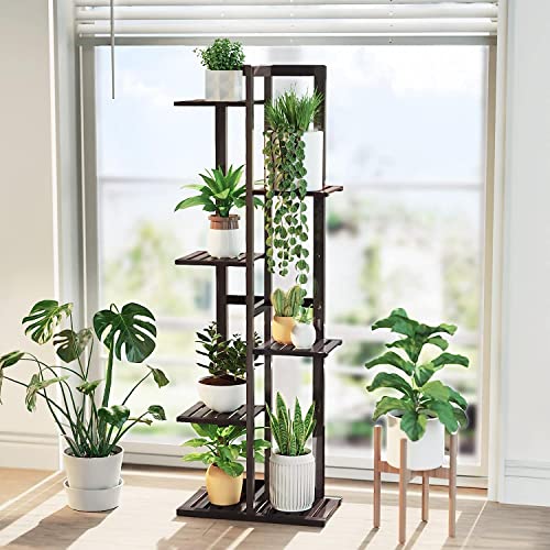 DolceLuna Bamboo Plant Stand Indoor 6 Tier 46 Inch Q3025