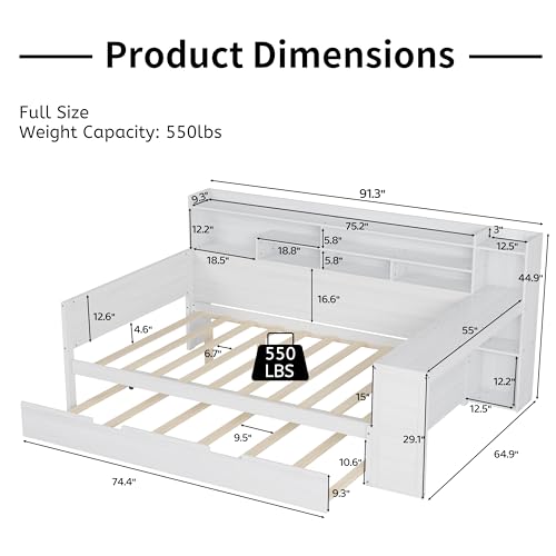 Bellemave Twin Corner Bed Frame with Storage Shelves and Desk, Gray L74206