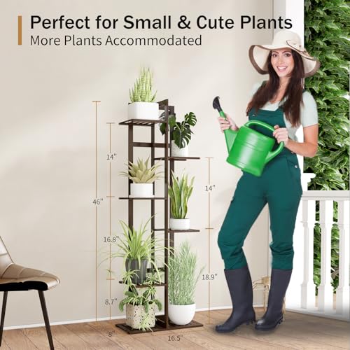DolceLuna Bamboo Plant Stand Indoor 6 Tier 46 Inch Q3025