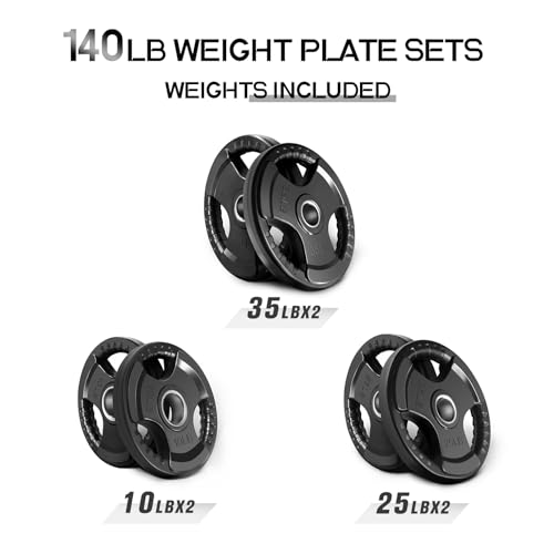 RitFit Olympic Rubber Grip Plates 2-Inch for Barbell Weightlifting Strength Training Z70542