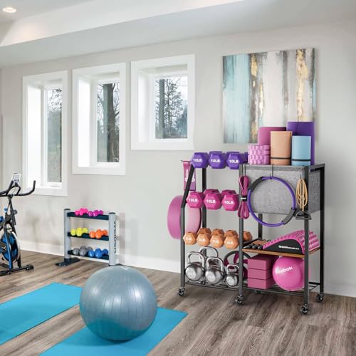 Yoga Mat Storage Rack for Dumbbells and Kettlebells, Home Gym Organizer N713