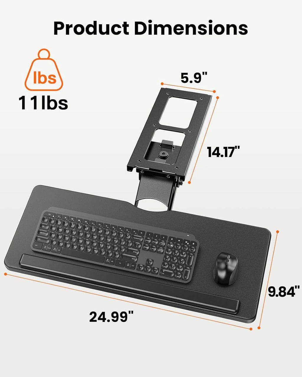 ErGear Keyboard Tray Under Desk, Sliding with Adjustable Height, Black F50232
